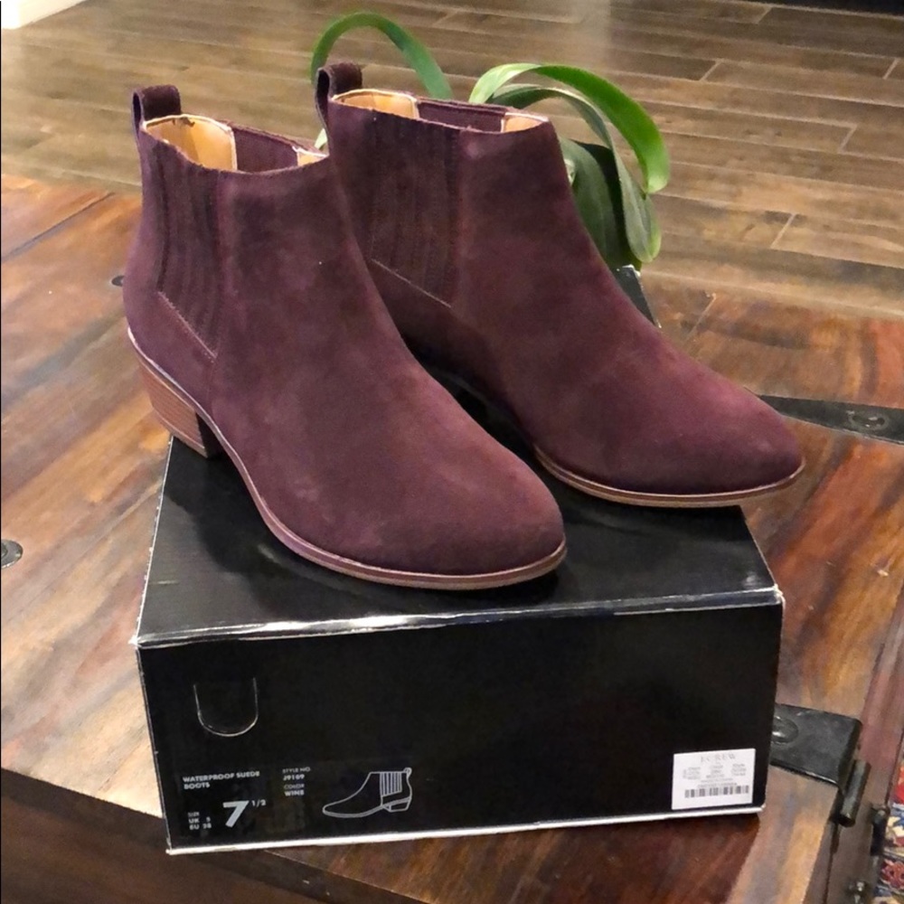 JCrew Factory Wine Waterproof Booties: Size 7.5
